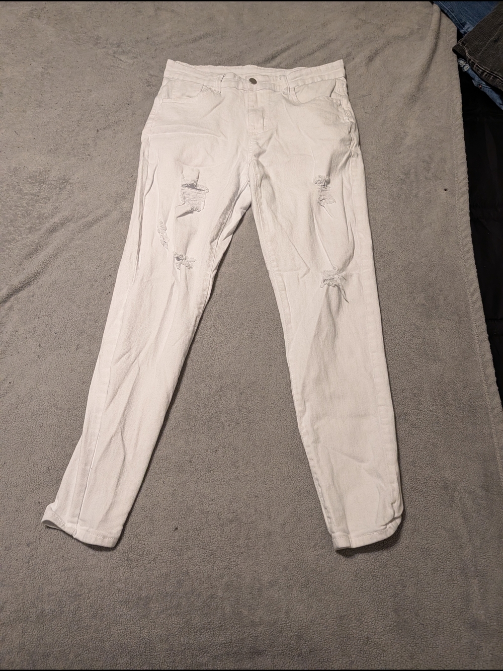 SHEIN White Distressed Skinny Jeans